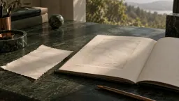 A loose sheet set aside next to an open book whose page still shows the faint impression of it